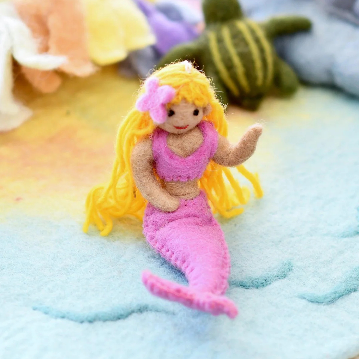 Felt Coral Mermaid Hanging - Pink Tail - Tara Treasures - Image 1
