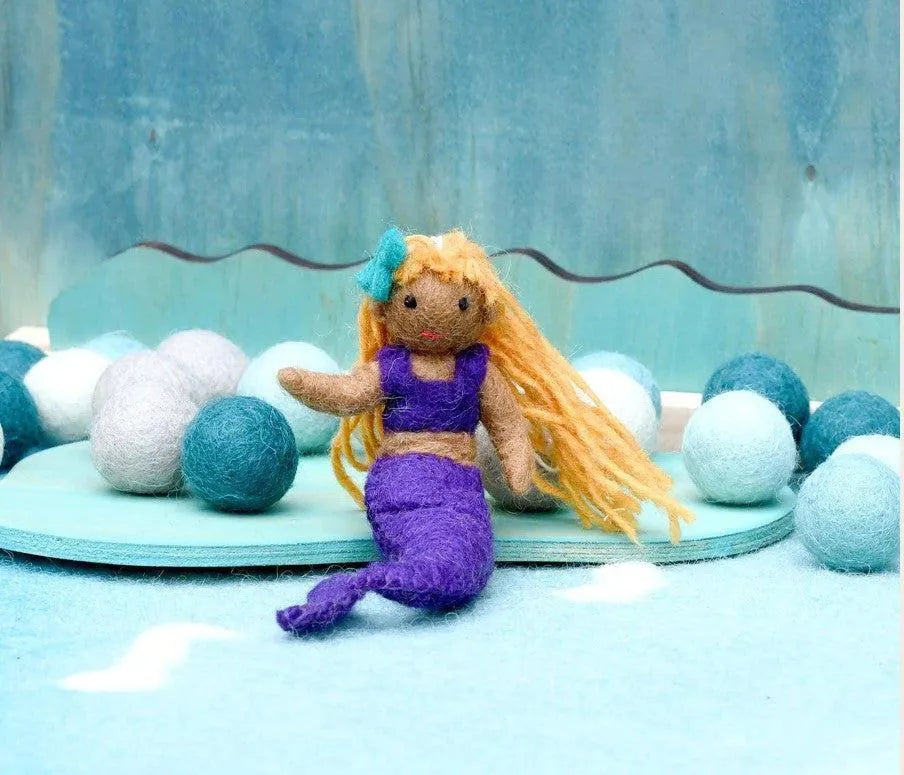 Felt Coral Mermaid Hanging - Purple Tail - Tara Treasures - Image 1