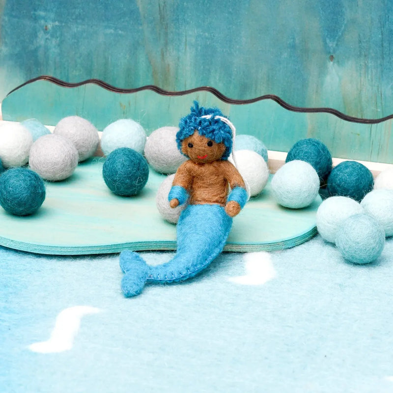 Felt Coral Merman Hanging - Blue Tail - Tara Treasures - Image 1
