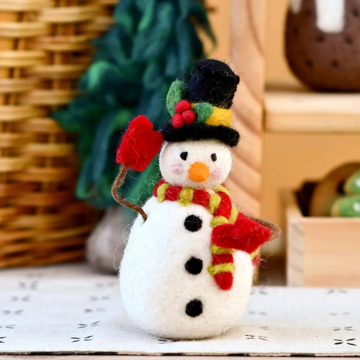 Felt Snowman with Tophat - Tara Treasures - Image 1