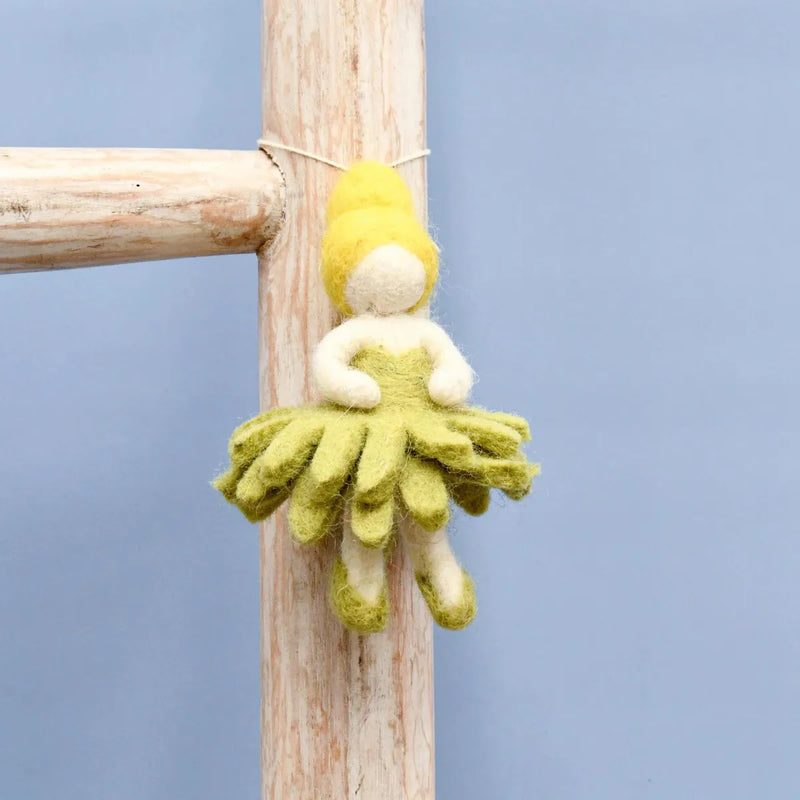 Felt Waldorf Pocket Doll - Olive Green Dress - Tara Treasures - Image 1