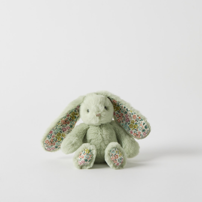 Floral Mint Bunny Rattle - Jiggle & Giggle - Image 1