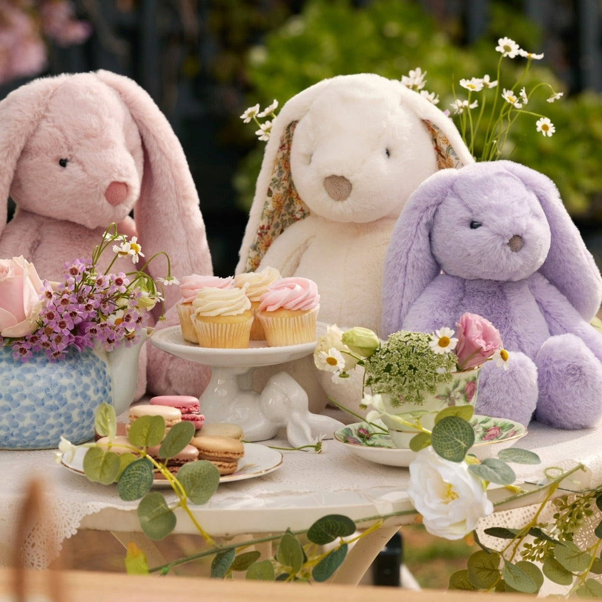 Floral White Bunny Medium
