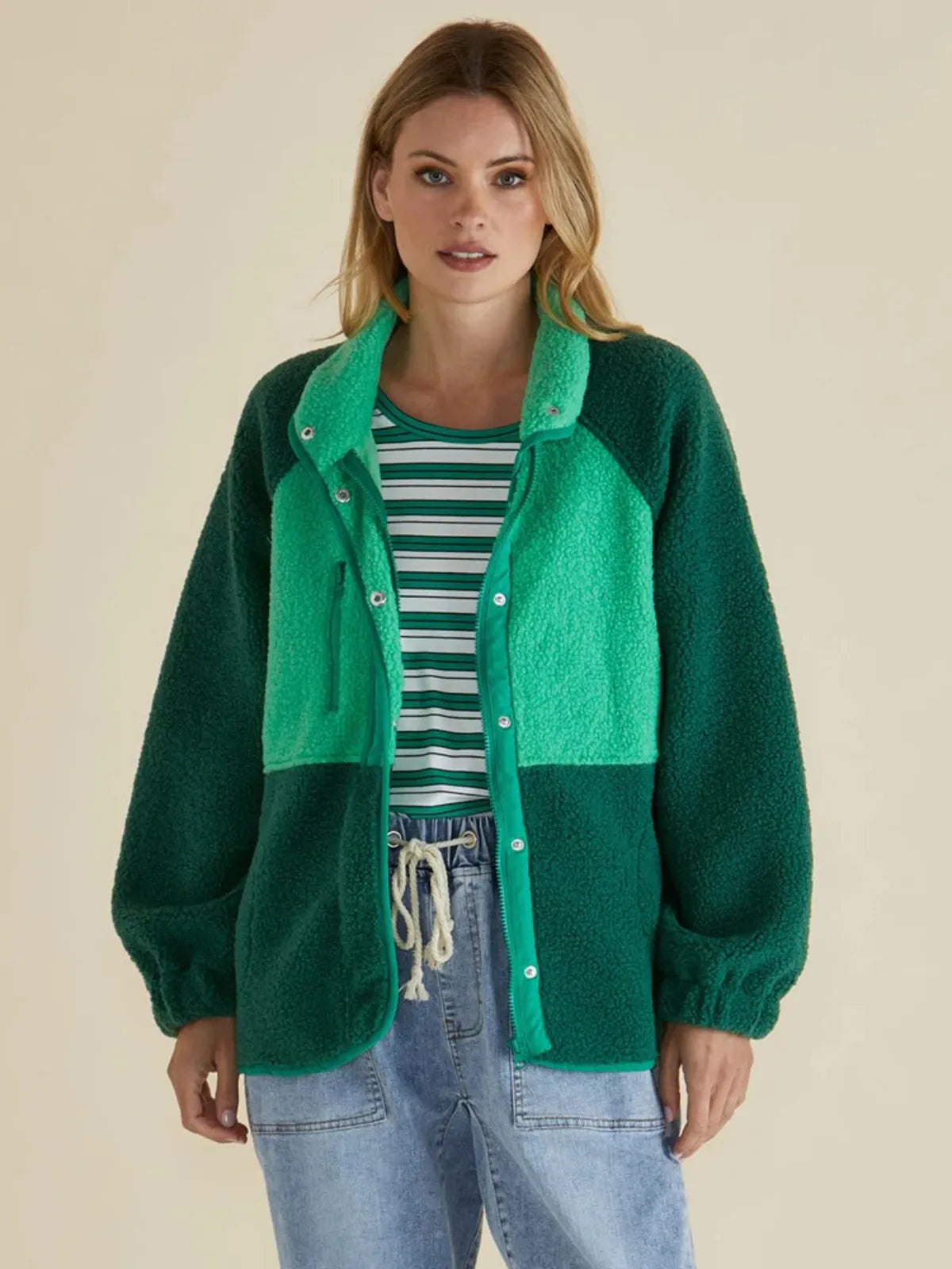 Franklin Fleecy Jacket - Green - Betty Basics - Image 1
