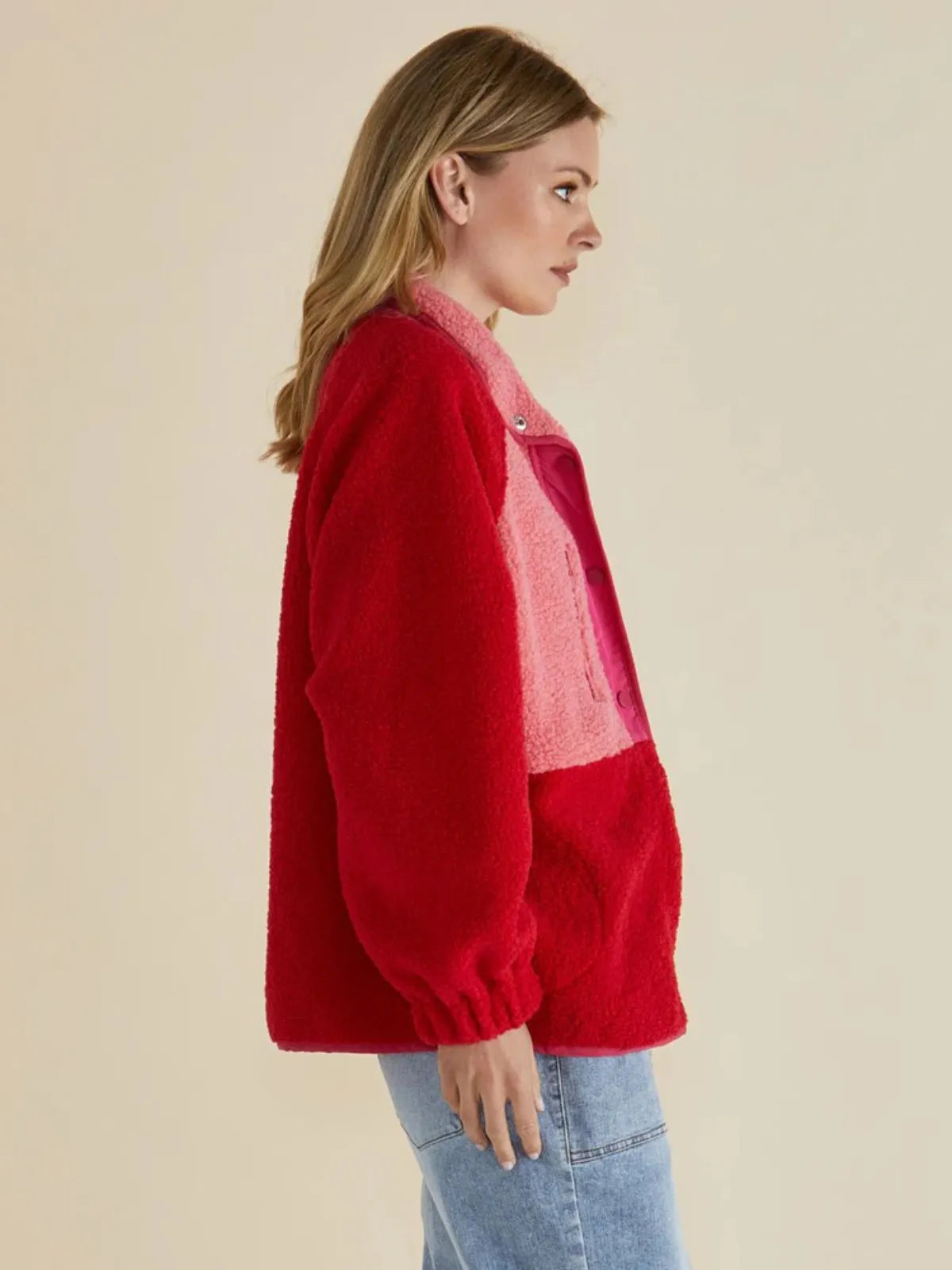 Franklin Fleecy Jacket - Pink/Red - Betty Basics - Image 2