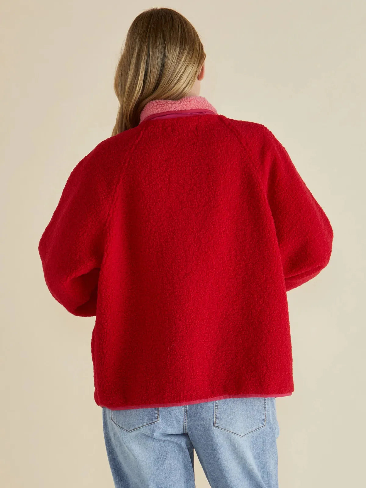 Franklin Fleecy Jacket - Pink/Red - Betty Basics - Image 3