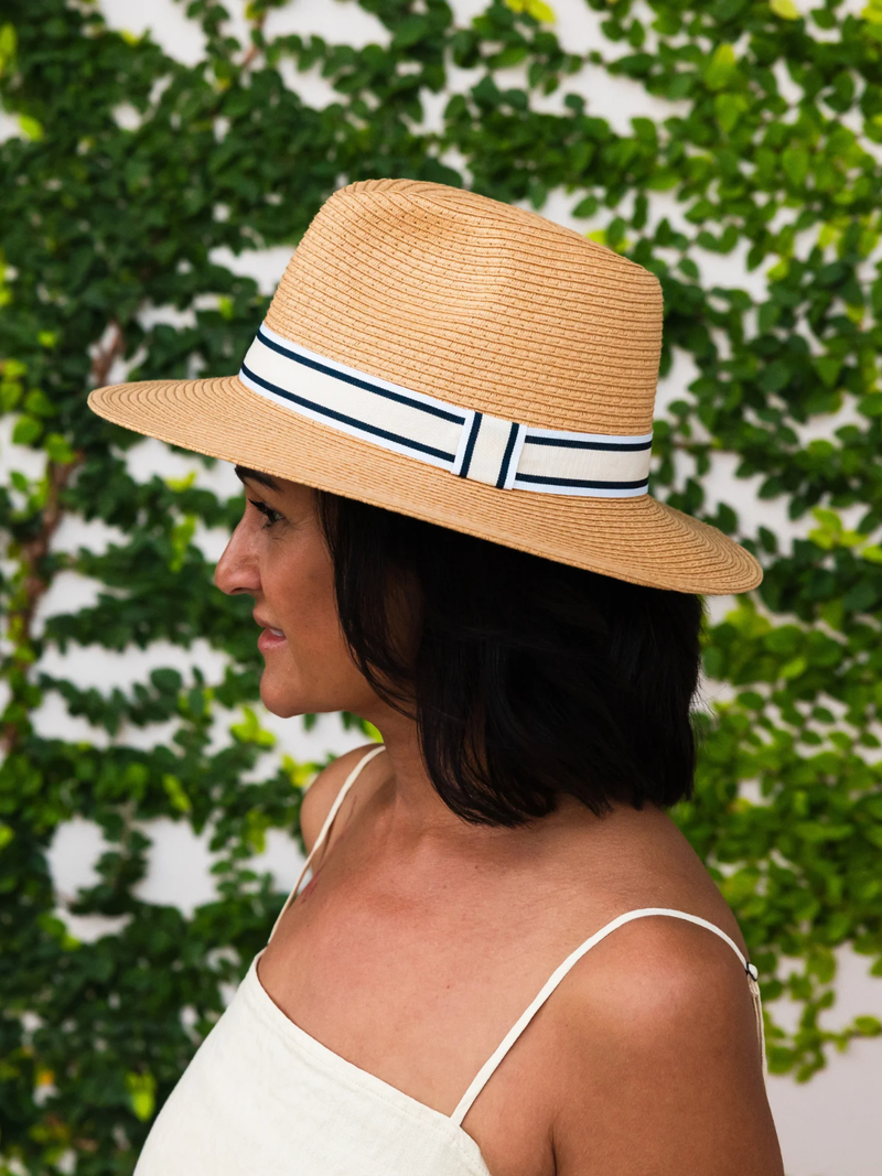 Freddie Hat - Sand Navy Stripe - Louenhide - Image 1