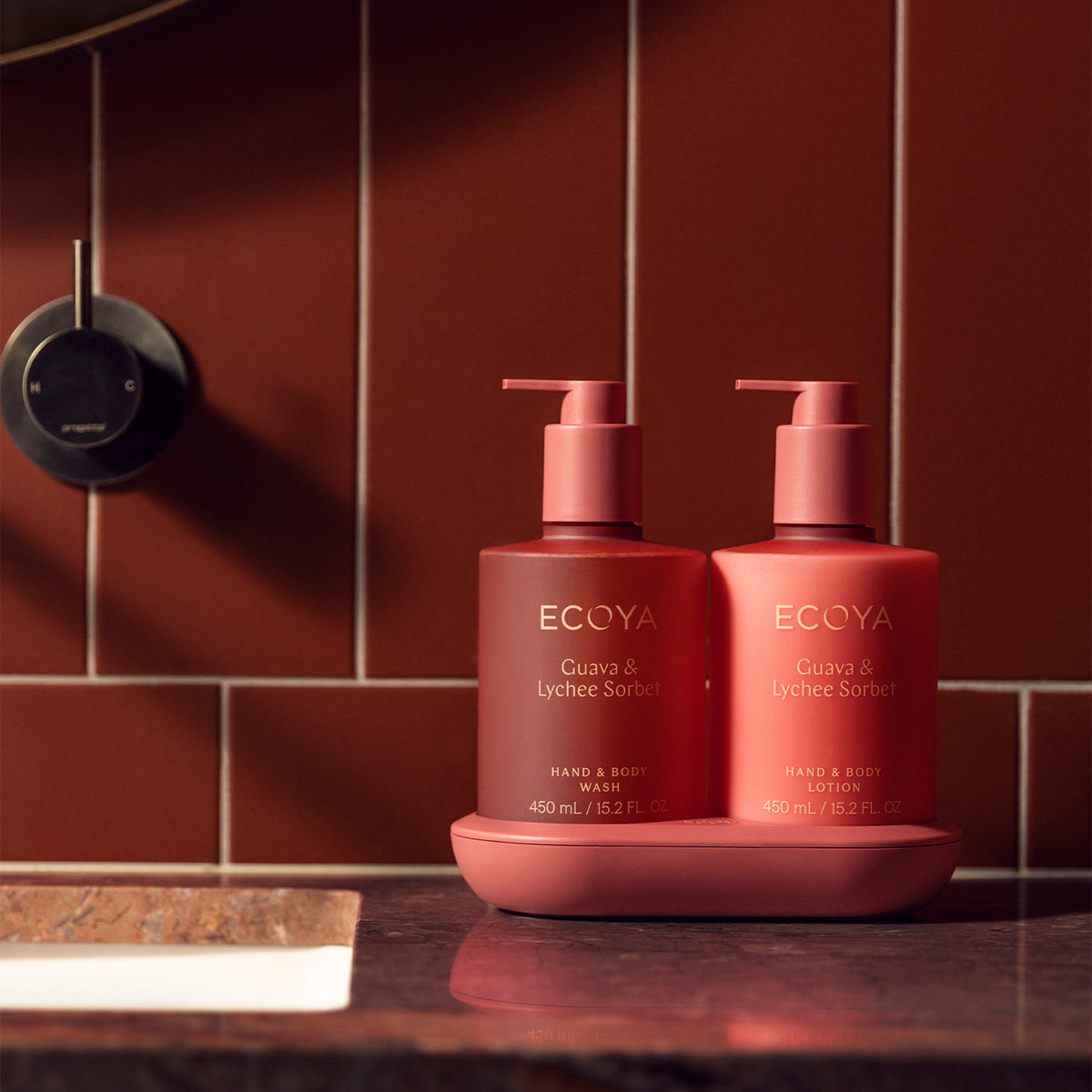 Ecoya Guava & Lychee Sorbet Bathroom Edit