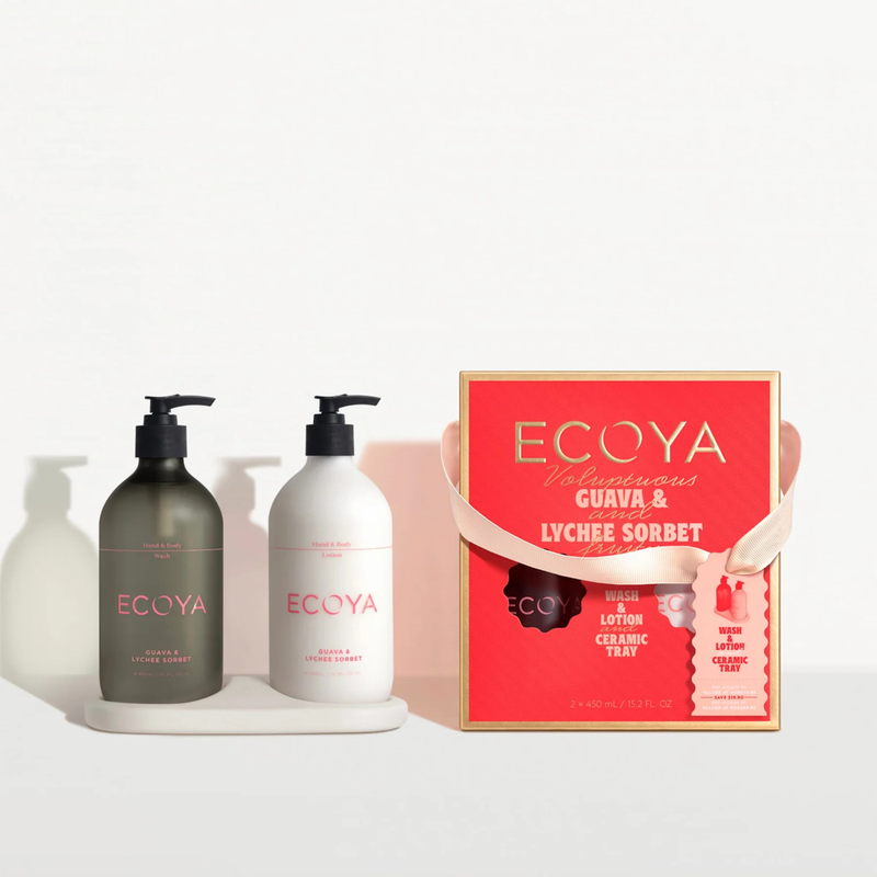 Guava & Lychee Sorbet Bathroom Gift Set - Ecoya - Image 1