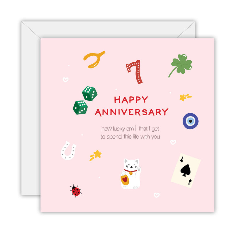 To The Moon & Back Prints Happy Anniversary, How Lucky Am I card