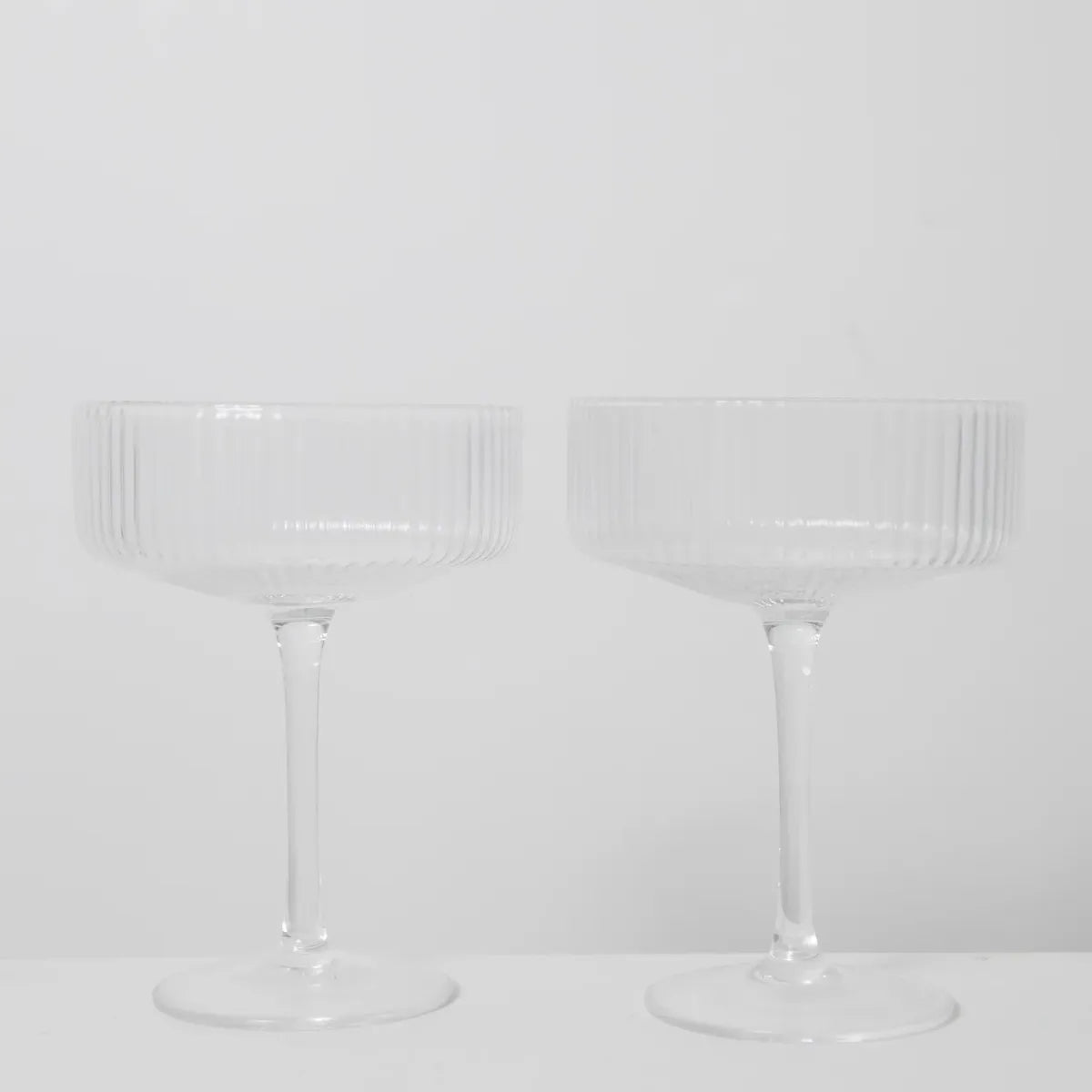 Hazel Ribbed Coupe Glass Set/2 - Sage & Cooper - Image 1