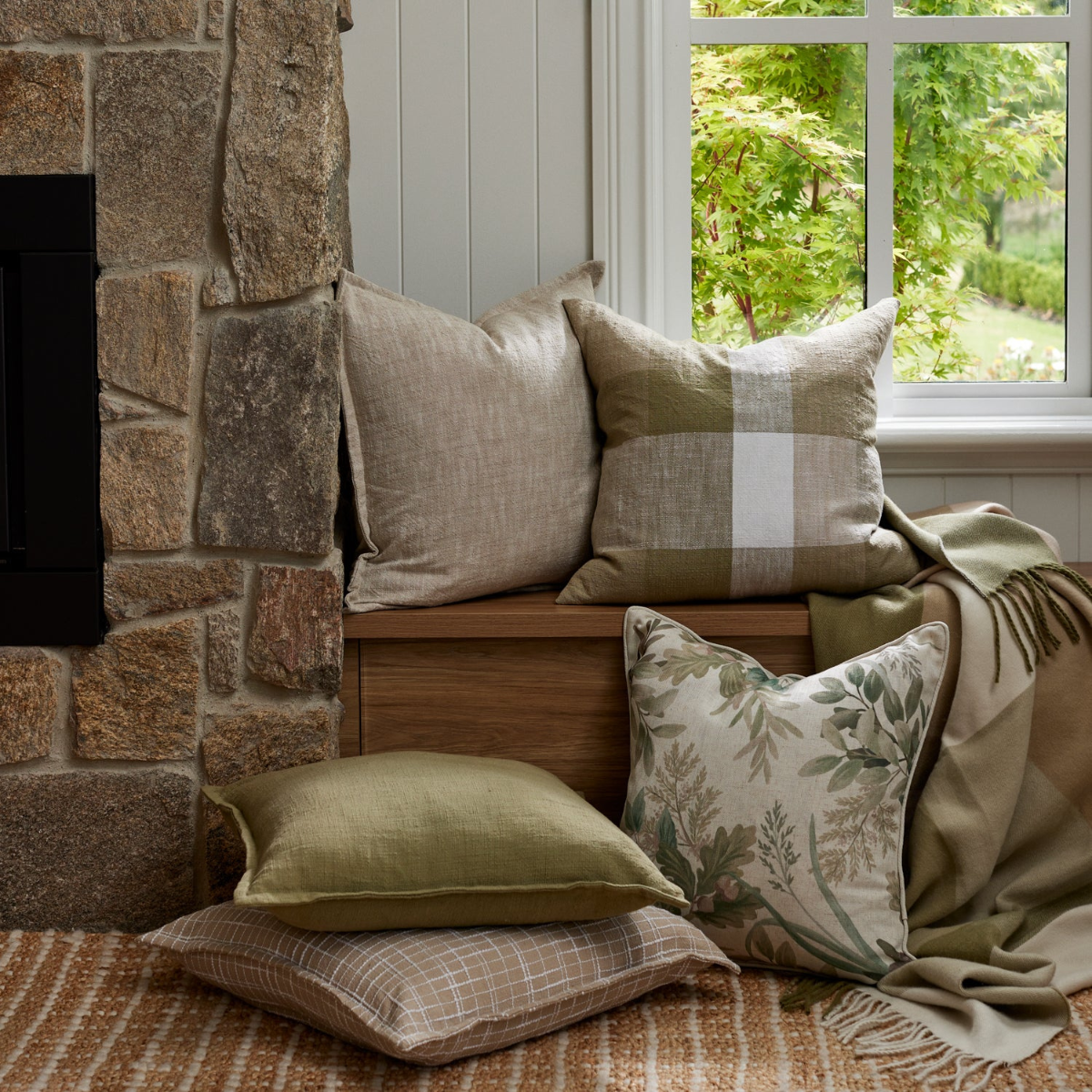 Heide Green Check Cushion - Madras Link - Image 3