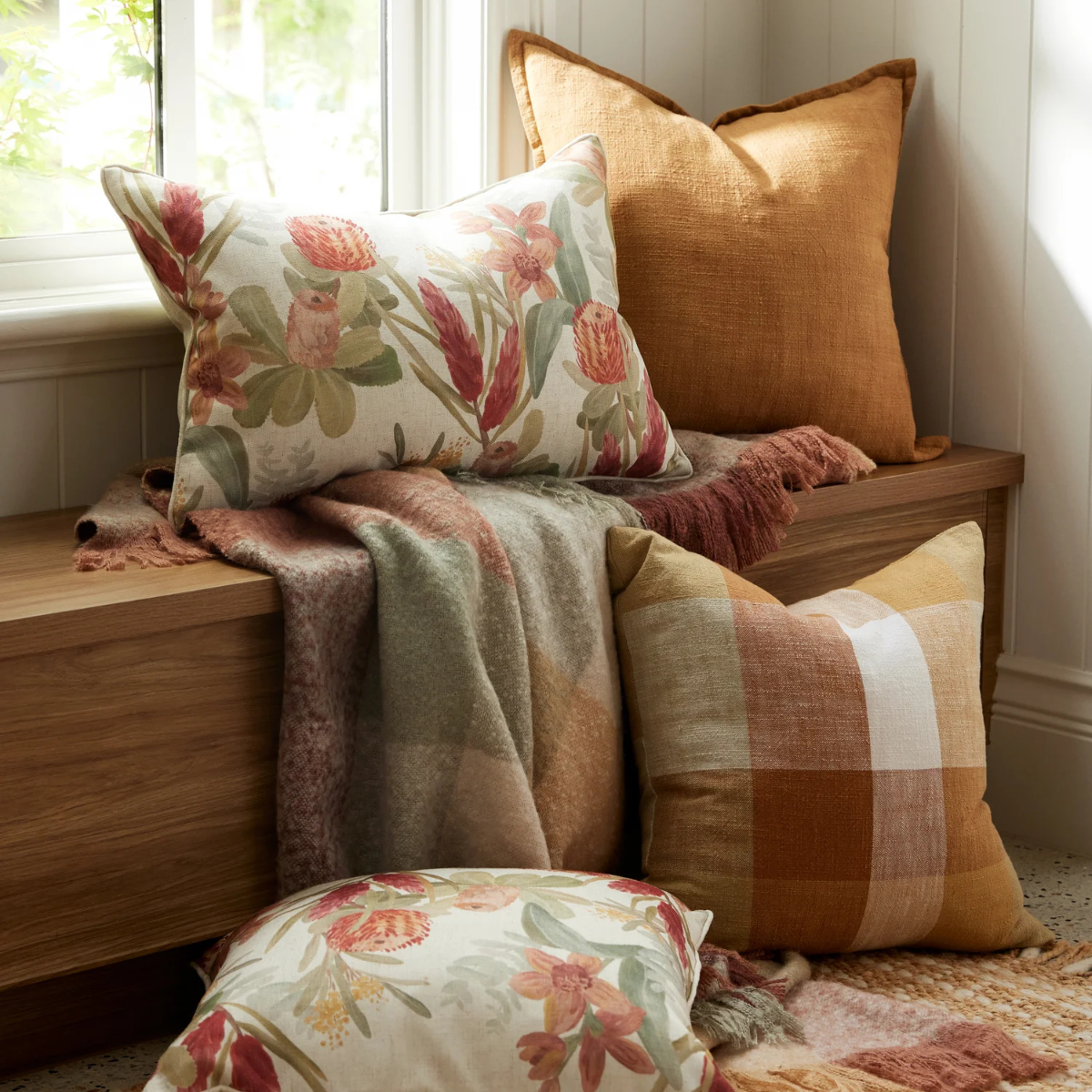 Heide Rust Check Cushion - Madras Link - Image 3