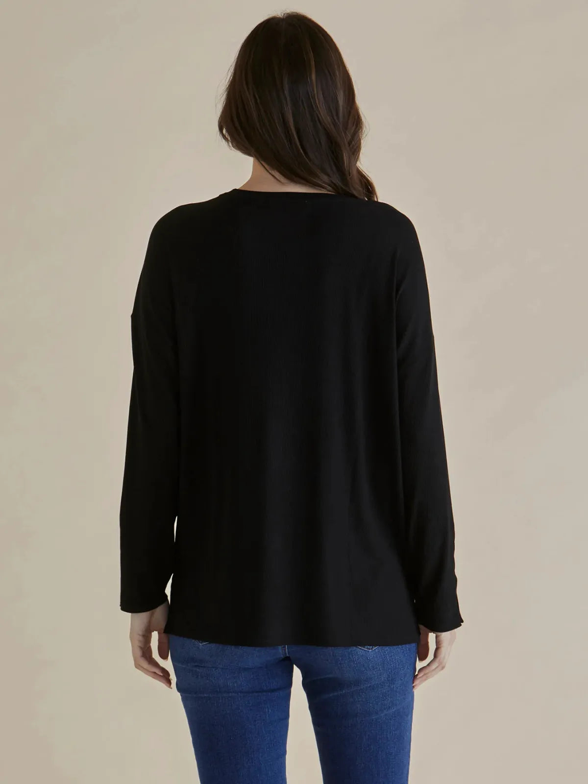 Hendrix Ribbed Long Sleeve Tee - Black - Betty Basics - Image 4