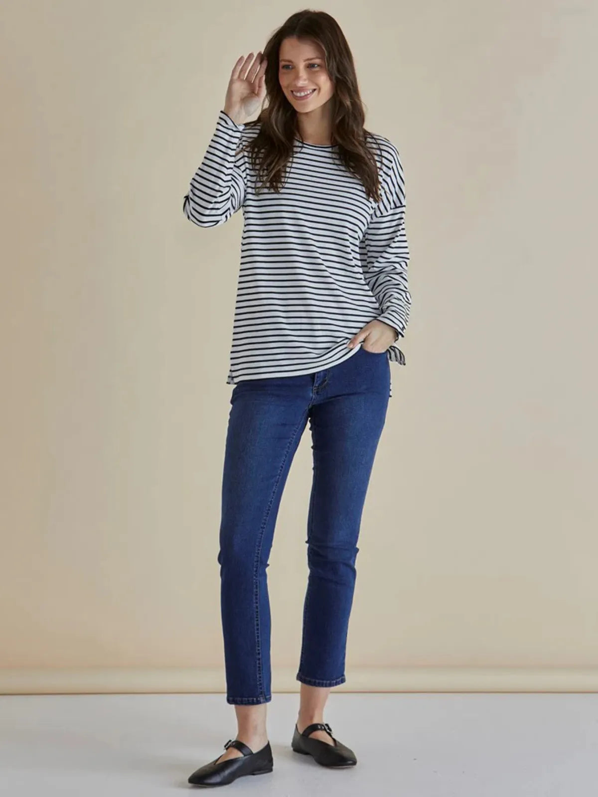 Hendrix Ribbed Long Sleeve Tee - Stripe - Betty Basics - Image 4