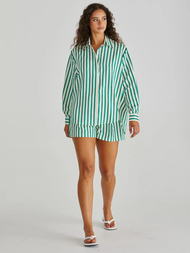 Henri Shirt - Green Stripe - Sass - Image 1