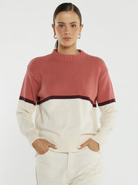 Ivy Cotton Knit - Cream/Burg/Rose