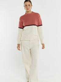 Ivy Cotton Knit - Cream/Burg/Rose
