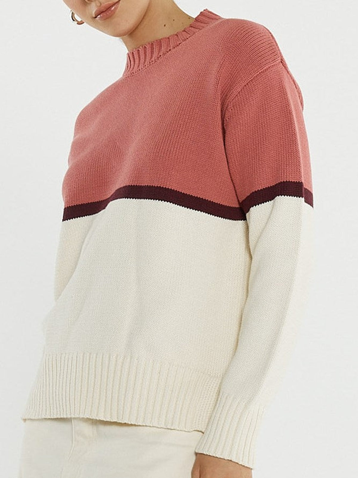 Ivy Cotton Knit - Cream/Burg/Rose
