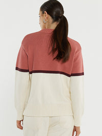 Ivy Cotton Knit - Cream/Burg/Rose