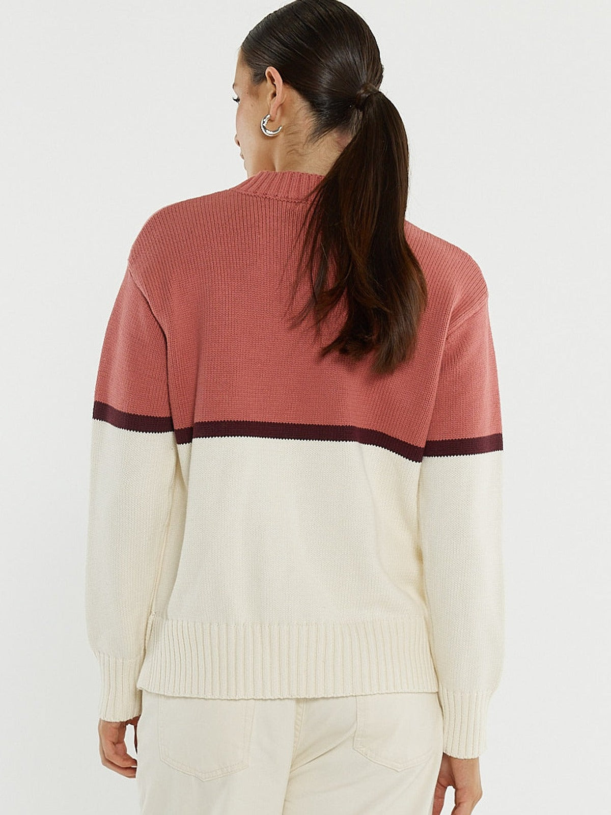 Ivy Cotton Knit - Cream/Burg/Rose