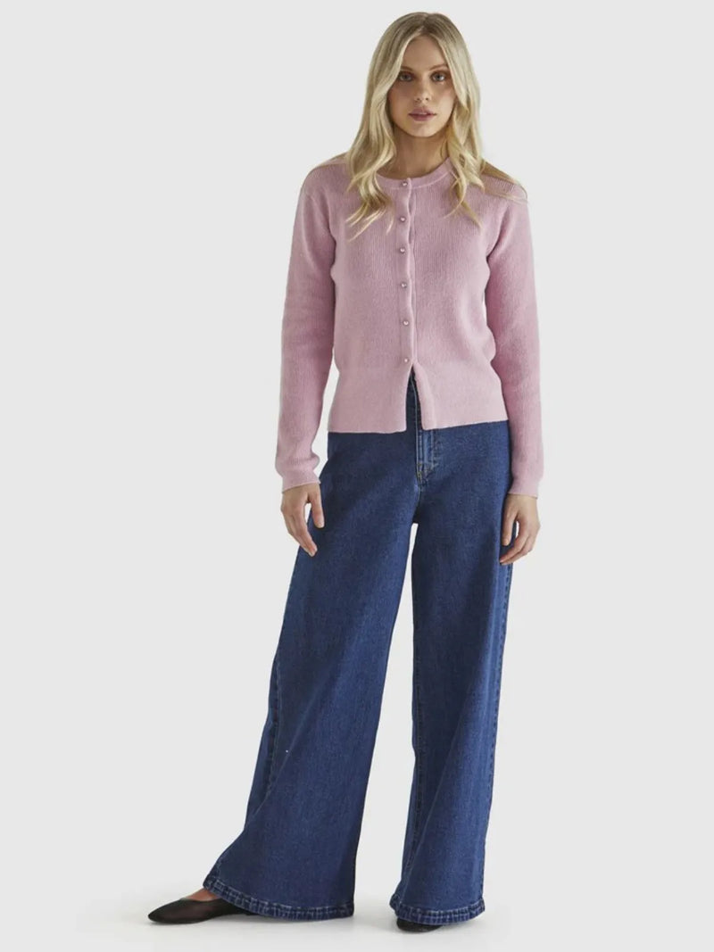 Jagger Button Cardi - Pink - Sass - Image 1