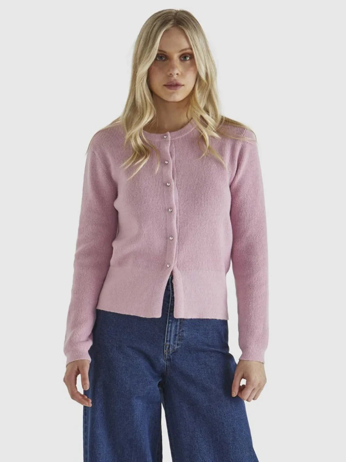 Jagger Button Cardi - Pink - Sass - Image 2
