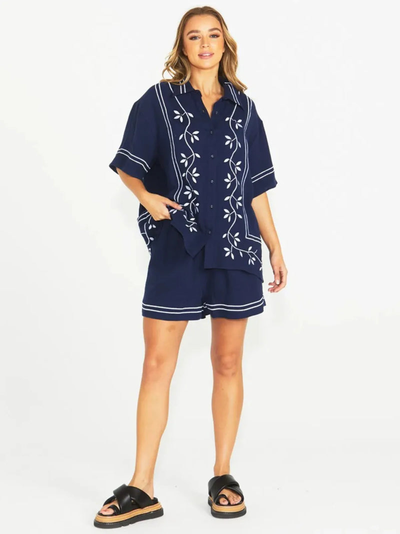 Jayden Short Sleeve Shirt - Navy - Sass - Image 1
