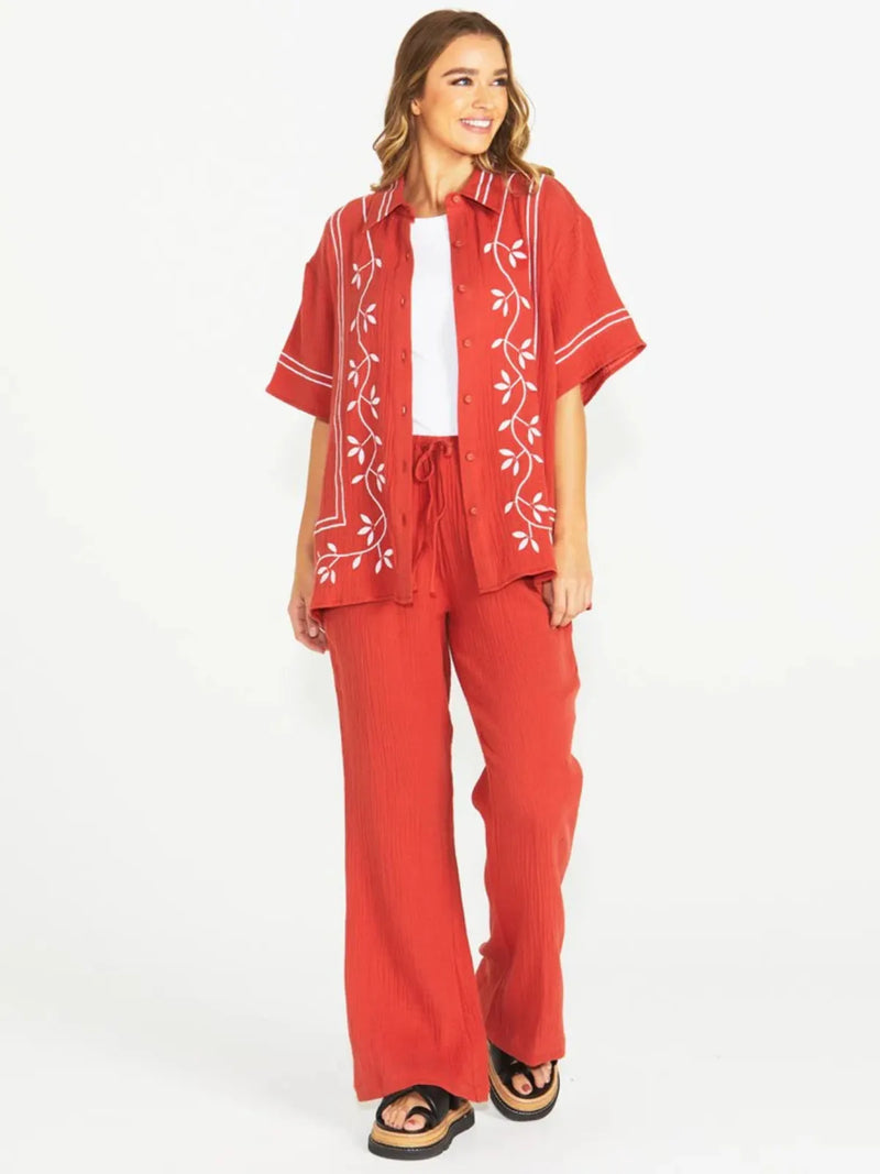 Jayden Short Sleeve Shirt - Terracotta - Sass - Image 1