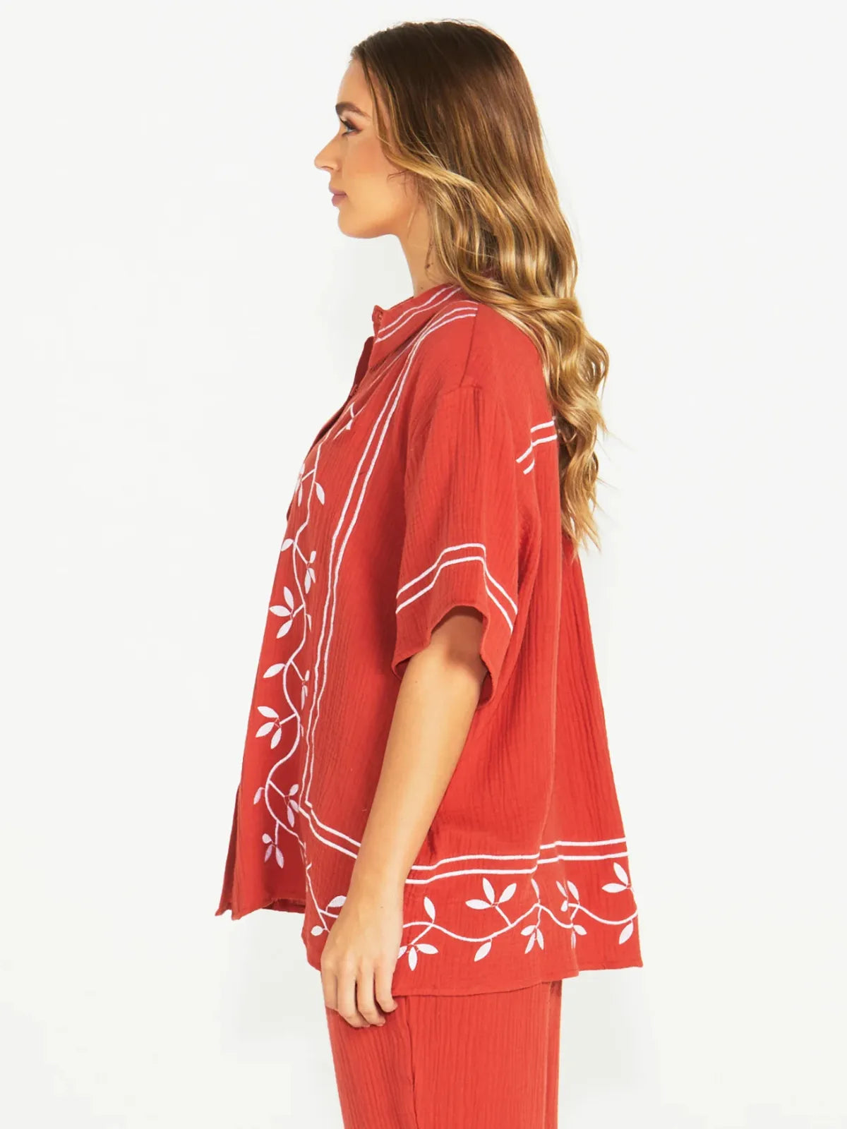 Jayden Short Sleeve Shirt - Terracotta - Sass - Image 3