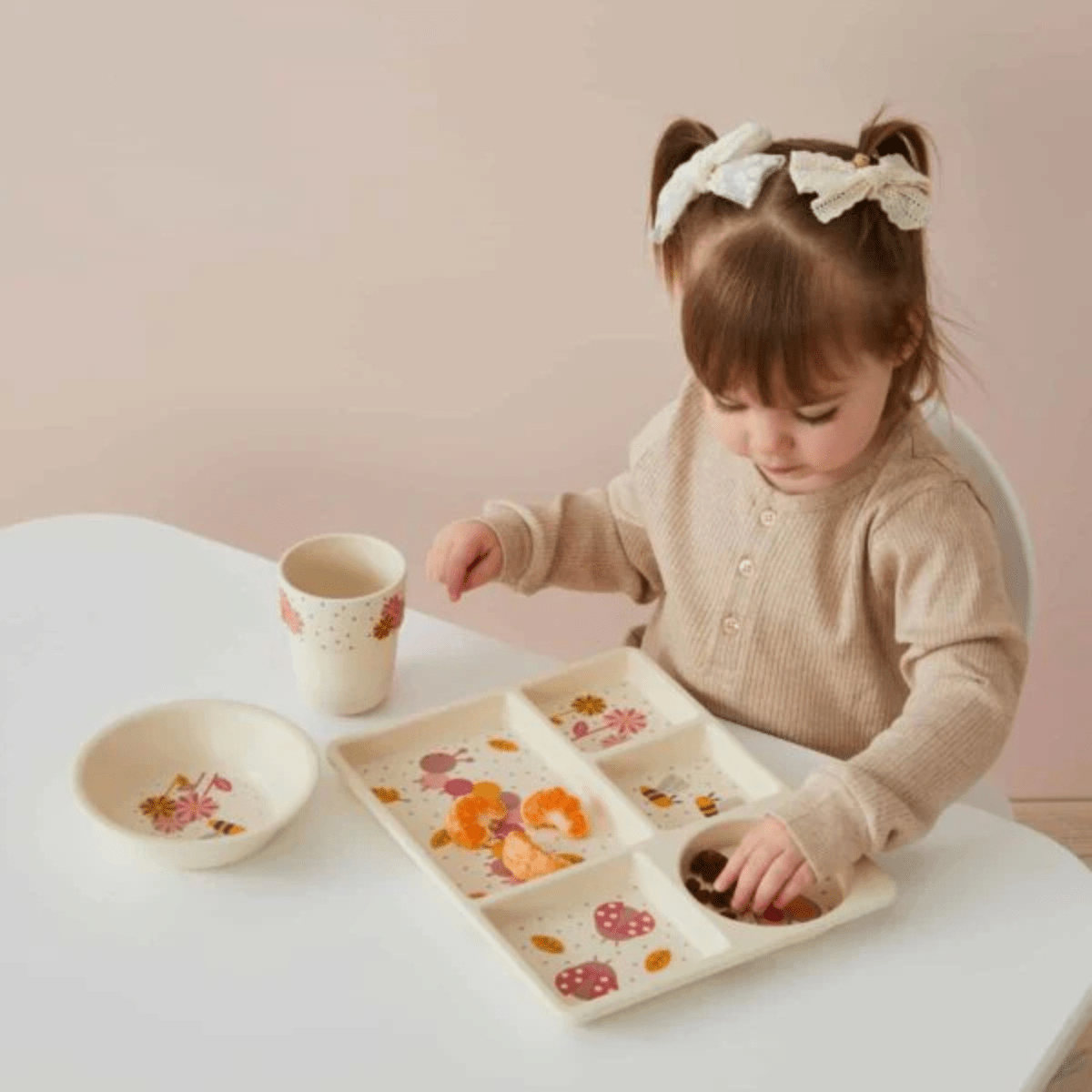 Jiggle & GiggleLittle Critters Bamboo 3pc Divider Dining Set - Blue