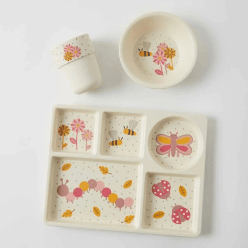 Jiggle & GiggleLittle Critters Bamboo 3pc Divider Dining Set - Pink