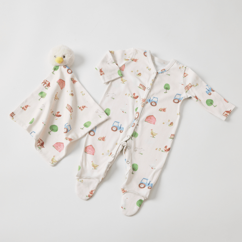 Jiggle & GiggleRomper and Comforter Set - Barnyard Babies