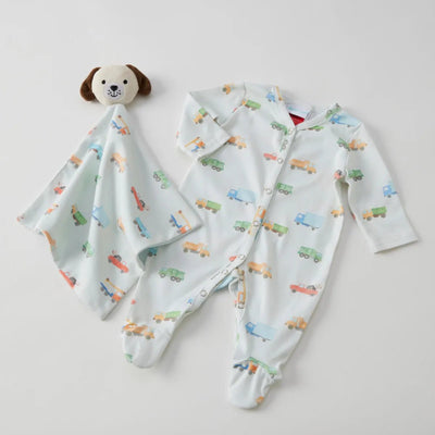 Romper and Comforter Set - Trucking Along