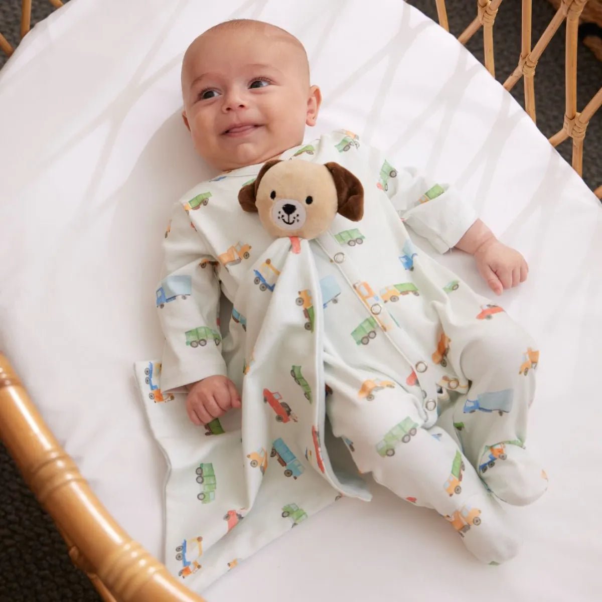 Jiggle & GiggleRomper and Comforter Set - Trucking Along