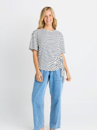 Knot Tee - White/Navy Stripe