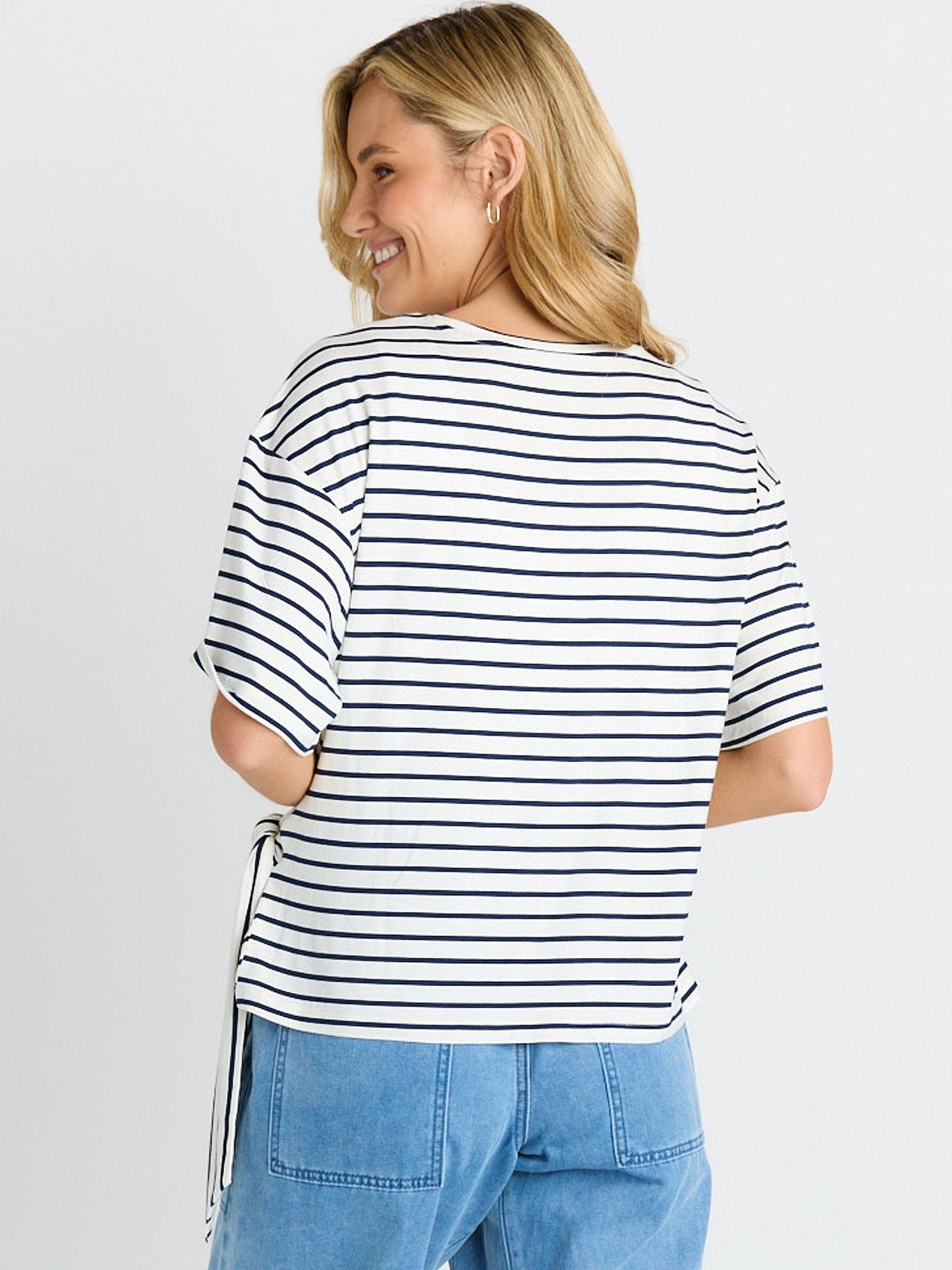 Knot Tee - White/Navy Stripe