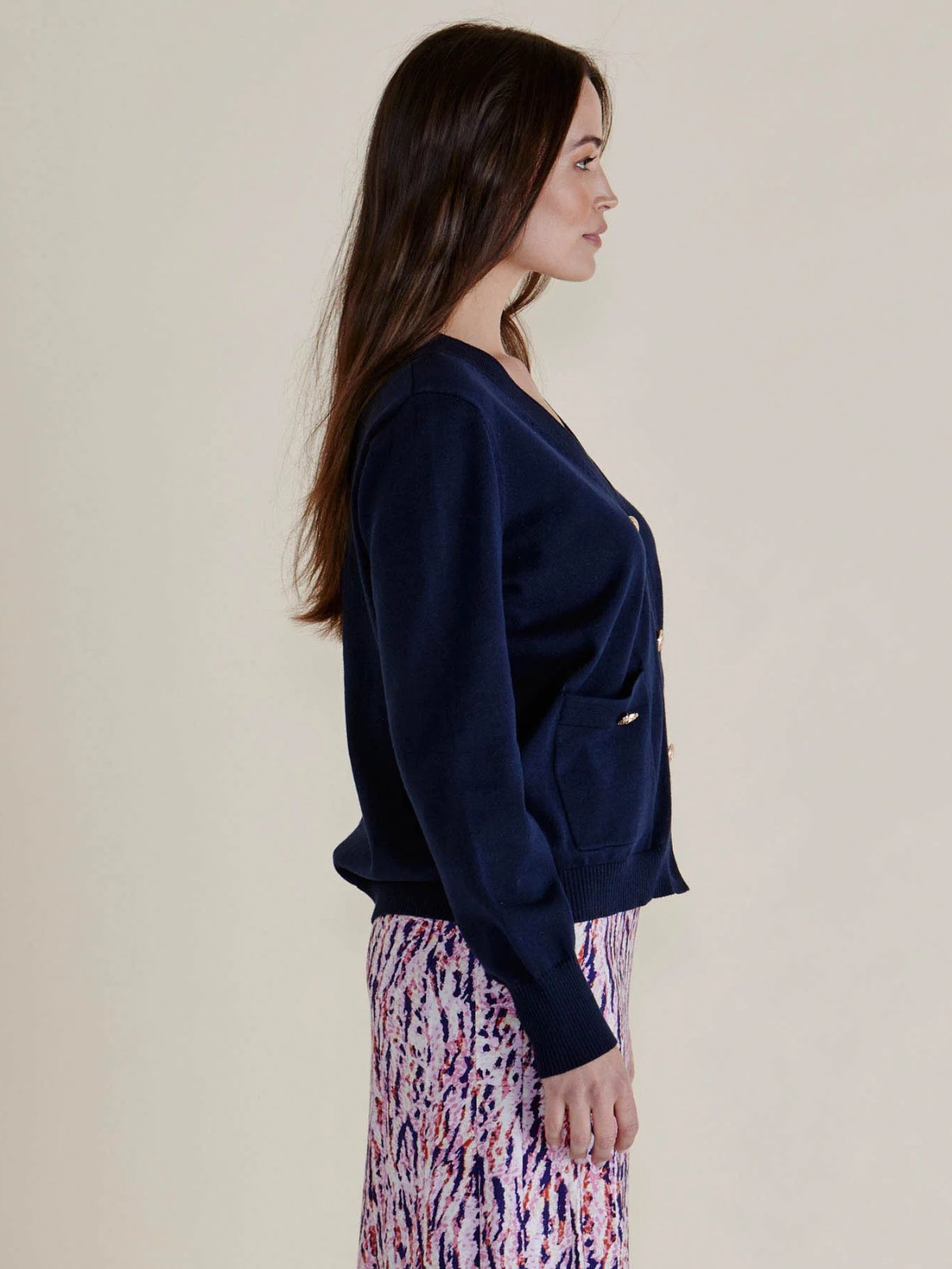 Leon Knit Cardigan - Navy - Betty Basics - Image 2