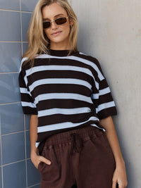 Libby Boxy Top - Chocolate Stripe