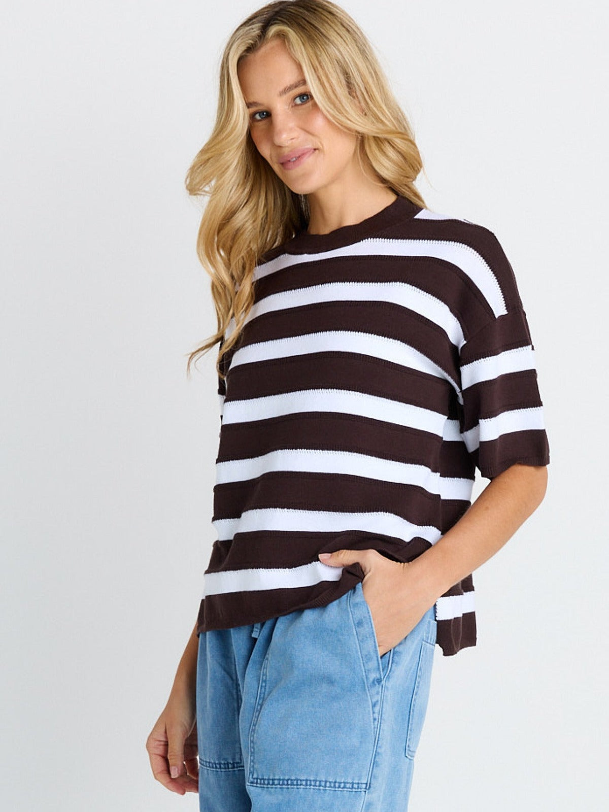 Libby Boxy Top - Chocolate Stripe