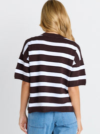 Libby Boxy Top - Chocolate Stripe