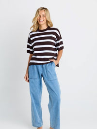 Libby Boxy Top - Chocolate Stripe