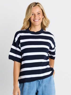 Libby Boxy Top - Navy Stripe