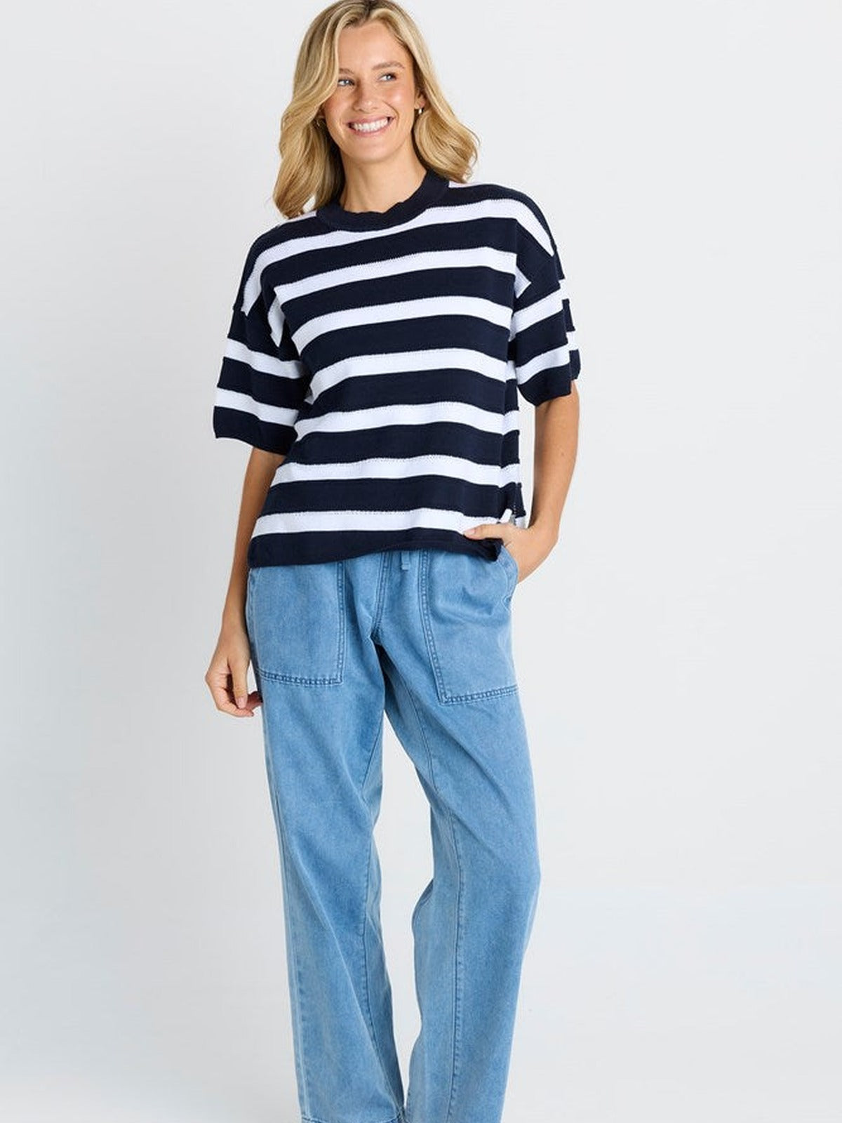 Libby Boxy Top - Navy Stripe