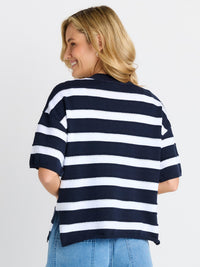 Libby Boxy Top - Navy Stripe