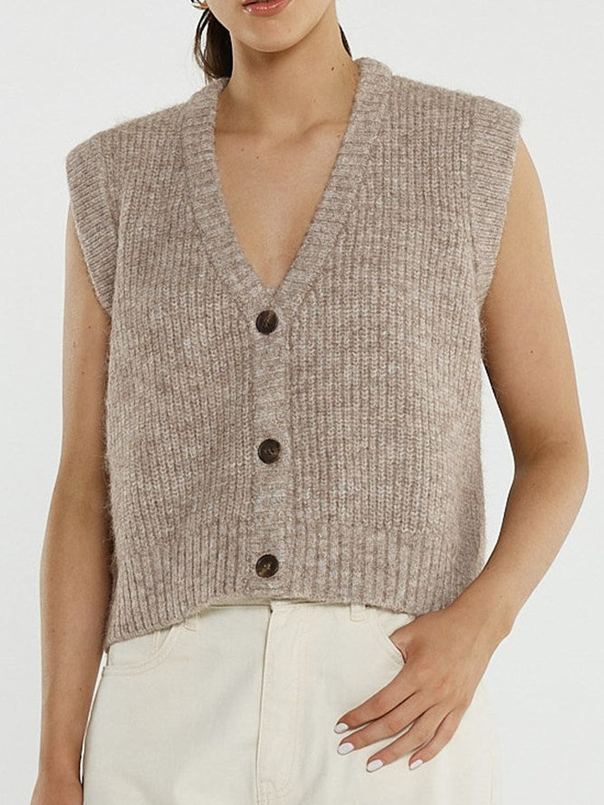 Lil Button Vest - Multi Fawn