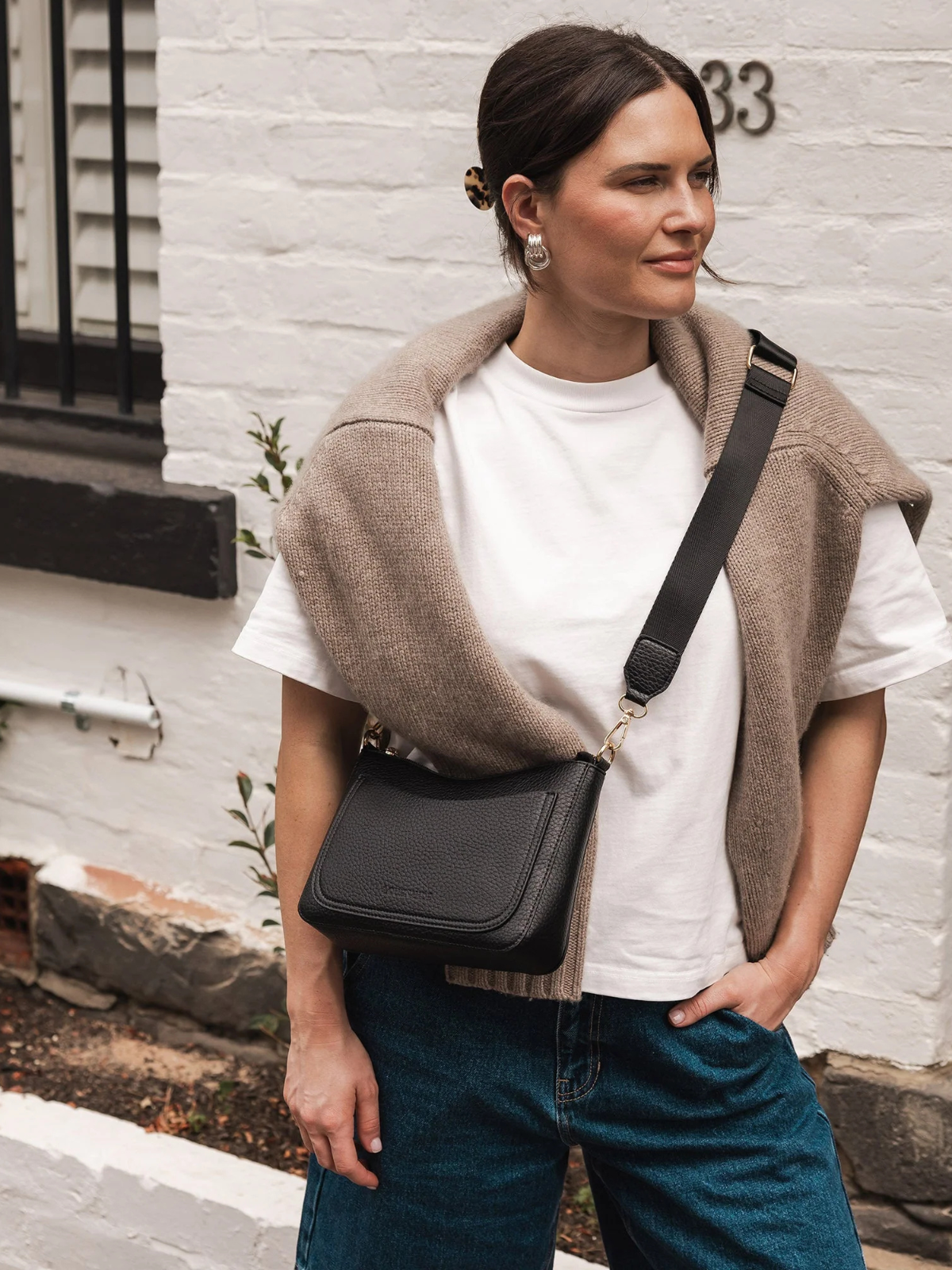 Linda Crossbody Bag - Black - Louenhide - Image 5