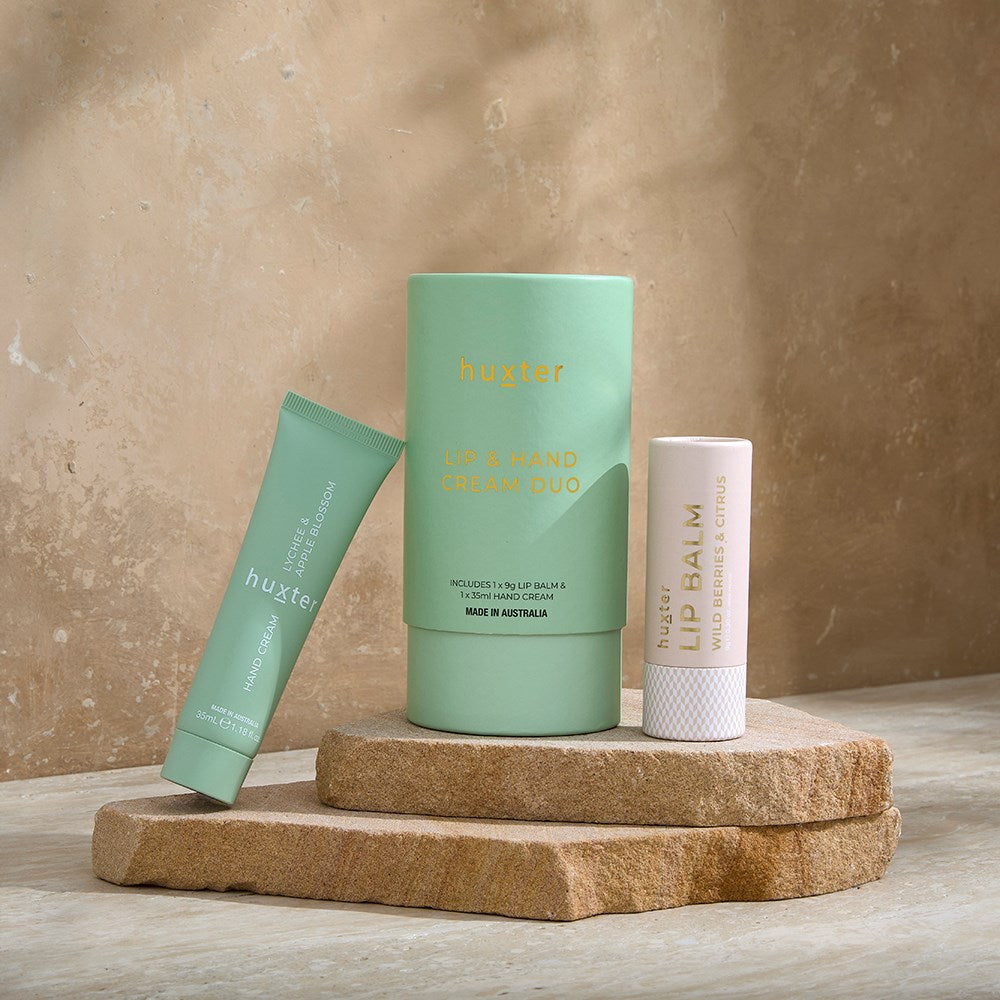 Huxter Lip & Hand Cream Duo, Lychee & Apple Blossom