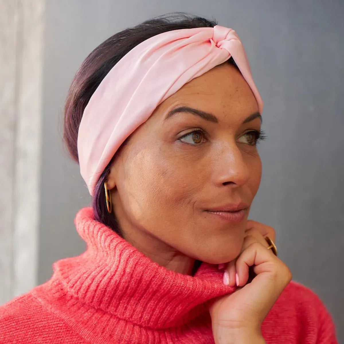 Luxe Satin Headband - Melon - Annabel Trends - Image 1