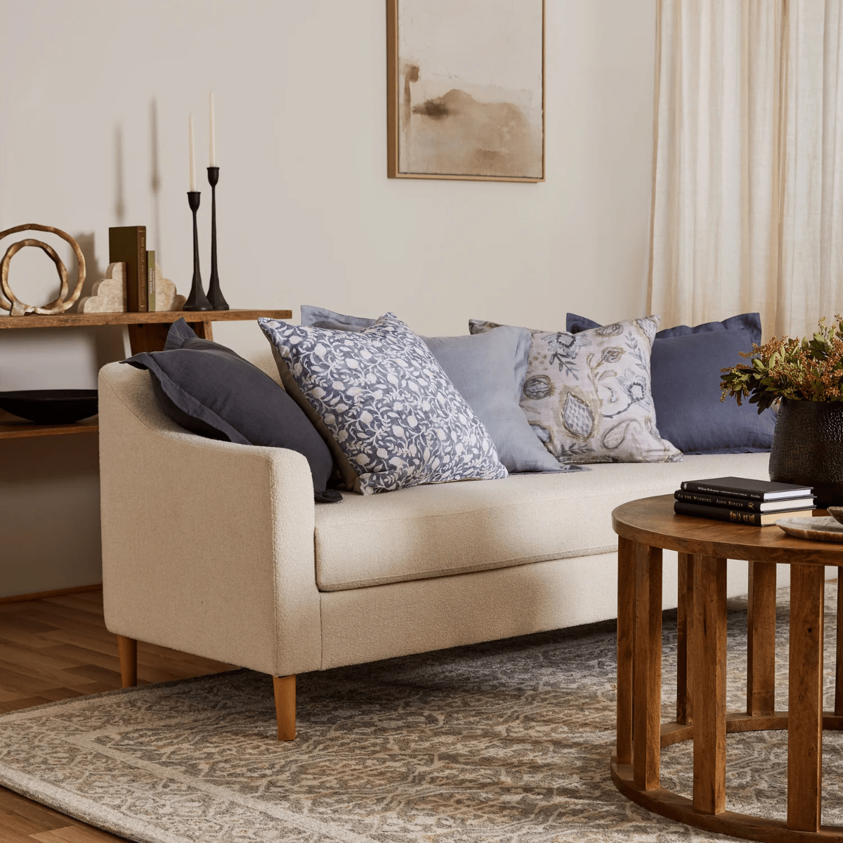 Madras LinkRiley Denim Blue Linen Cushion